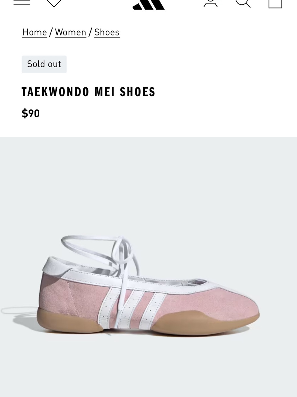 adidas Taekwondo Mei Shoes in Pink and White with Gum Sole